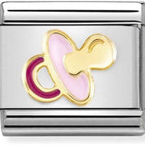 Nomination Classic Gold Enamel Pink Baby Dummy Pacifier Charm
