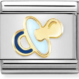 Nomination Classic Gold Enamel Blue Baby Dummy Pacifier Charm