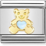 Nomination Classic Gold Enamel Blue Teddy Bear Charm