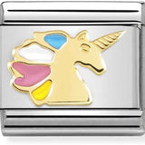 Nomination Classic Gold Enamel Rainbow Unicorn Charm