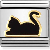 Nomination Classic Gold Enamel Black Cat Charm