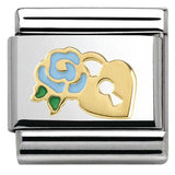 Nomination Classic Gold Enamel Vintage Rose Heart Padlock Charm SALE