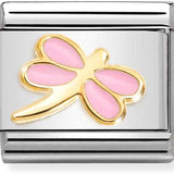Nomination Classic Gold Enamel Baby Pink Dragonfly Charm