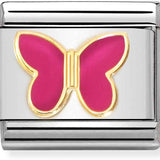 Nomination Classic Gold Enamel Fuchsia Pink Butterfly Charm