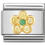 Nomination Classic Gold CZ Light Yellow Green Flower Charm SALE