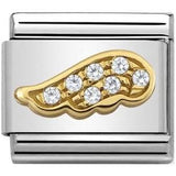 Nomination Classic Gold CZ Angel Wing Charm