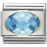 Nomination Classic Gold Oval Baby Blue CZ Charm