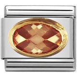 Nomination Classic Gold Oval Champagne CZ Charm
