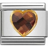 Nomination Classic Gold Heart Shape Brown CZ Charm