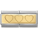 Nomination Classic Gold Trio Of Hearts Double Charm