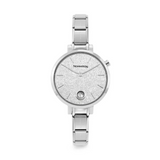 Nomination Round Silver Glitter Watch with Sparkling CZ