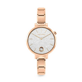 Nomination Round Silver Glitter Rose Gold Watch with Sparkling CZ SALE