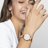Nomination Round Silver Glitter Rose Gold Watch with Sparkling CZ SALE