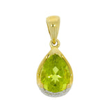 9ct Yellow Gold Peridot Diamond Pear Shape Pendant