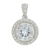 9ct White Gold Aquamarine Diamond Luxe Halo Pendant