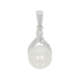 9ct White Gold Pearl Diamond Wishbone Pendant 6mm