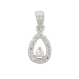 9ct White Gold Diamond Pear Shape Halo Pendant 0.10ct