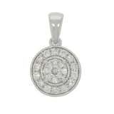 9ct White Gold Diamond Illusion Round Halo Pendant 0.25ct