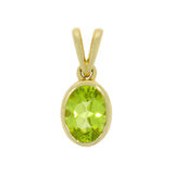 9ct Yellow Gold Peridot Oval Bezel Pendant