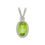9ct White Gold Peridot Oval Bezel Pendant
