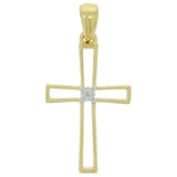 9ct Yellow Gold Diamond Illusion Cross Pendant
