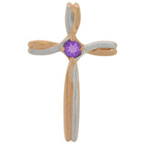 9ct Gold Amethyst Twisted Cross Pendant