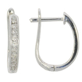 9ct White Gold Diamond Oval Hoop Earrings 0.16ct