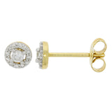 9ct Yellow Gold Diamond Round Halo Stud Earrings 0.20ct