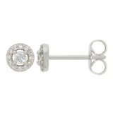 9ct White Gold Diamond Round Halo Stud Earrings 0.20ct