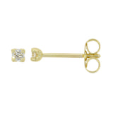 9ct Yellow Gold Diamond Solitaire Four Claw Stud Earrings 0.10ct