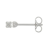 9ct White Gold Diamond Solitaire Four Claw Stud Earrings 0.10ct