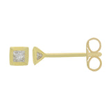 9ct Yellow Gold Diamond Solitaire Princess Cut Bezel Stud Earrings 0.15ct