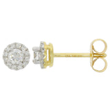 9ct Yellow Gold Diamond Round Halo Stud Earrings 0.34ct