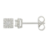 9ct White Gold Diamond Square Halo Stud Earrings 0.25ct