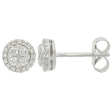 9ct White Gold Diamond Round Illusion Halo Stud Earrings 0.25ct