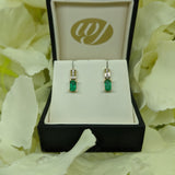 9ct Yellow Gold Emerald-Cut Emerald Diamond Stud Earrings