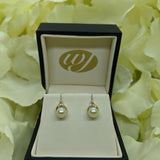 9ct Yellow Gold Pearl Diamond Wishbone Stud Earrings 5mm