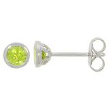 9ct White Gold Peridot Round Bezel Stud Earrings