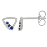 9ct White Gold Blue Sapphire Triangle Stud Earrings
