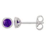 9ct White Gold Amethyst Round Stud Earrings