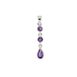 9ct White Gold Amethyst Three Stone Drop Pendant