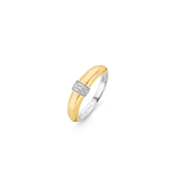 Ti Sento Gathered Gold Plated CZ Tapered Band Ring SALE