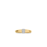 Ti Sento Gathered Gold Plated CZ Tapered Band Ring SALE
