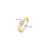 Ti Sento Gathered Gold Plated CZ Tapered Band Ring SALE