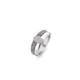 Ti Sento Gathered Oxidised CZ Tapered Band Ring SALE