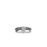 Ti Sento Gathered Oxidised CZ Tapered Band Ring SALE
