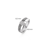 Ti Sento Gathered Oxidised CZ Tapered Band Ring SALE