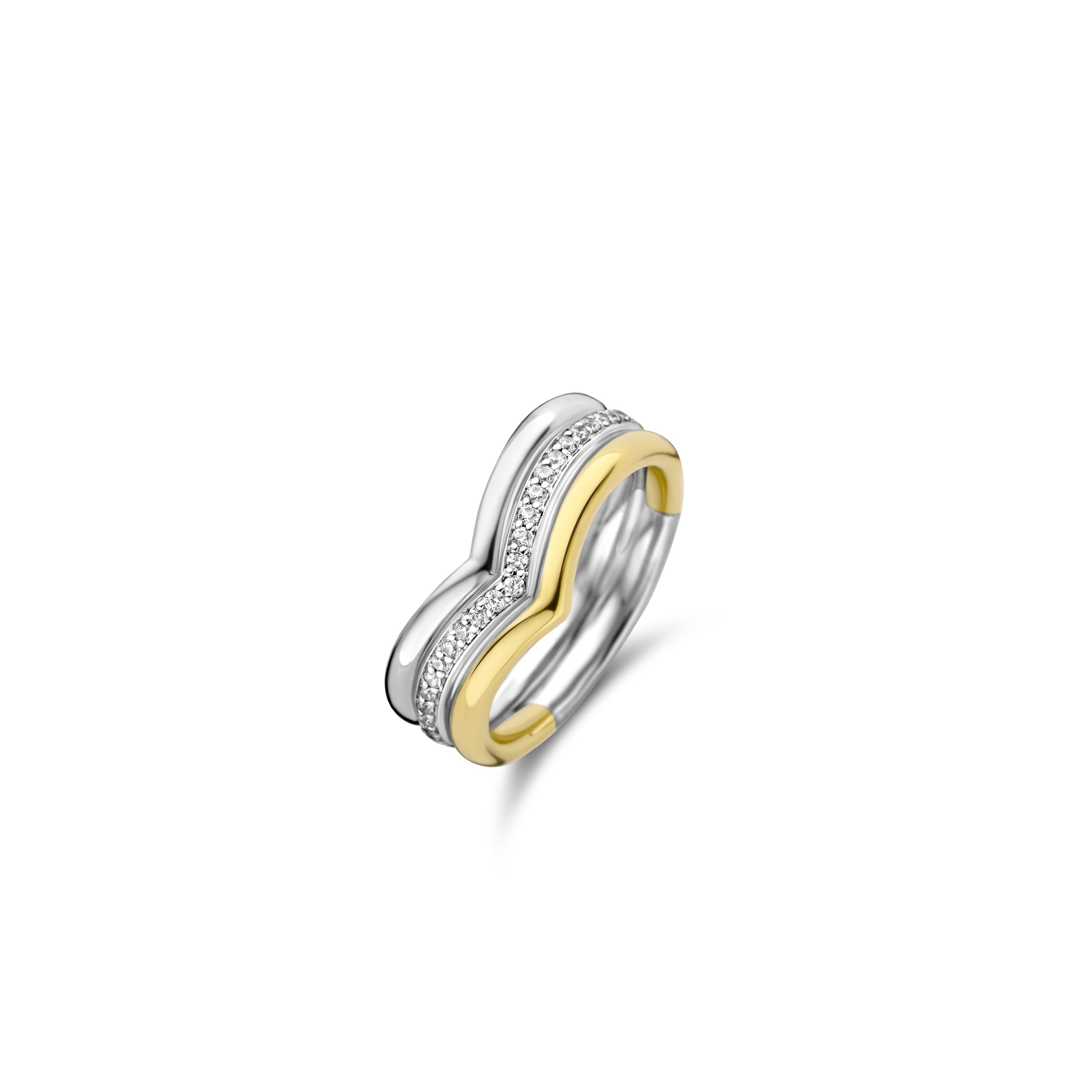 Ti Sento Wide Wishbone CZ Band Ring SALE