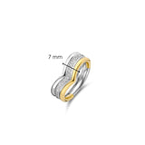 Ti Sento Wide Wishbone CZ Band Ring SALE