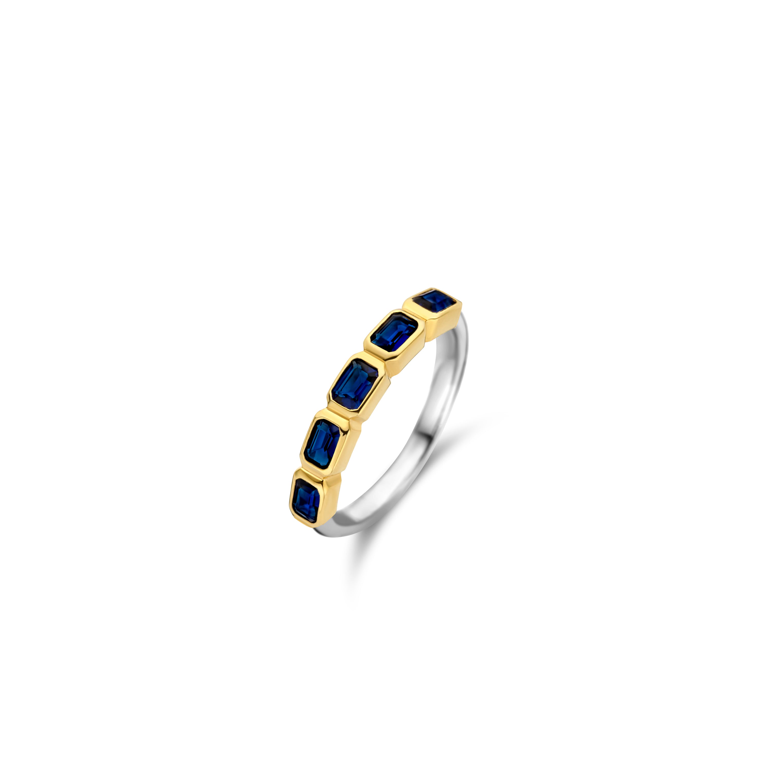 Ti Sento Emerald Cut Blue CZ Multi Stone Ring SALE